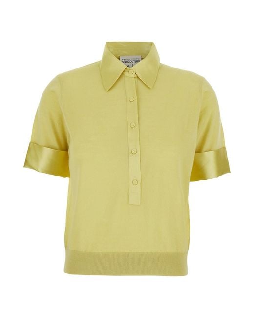 Semicouture Yellow Polo With Classic Collar And Cuffed Sleeves