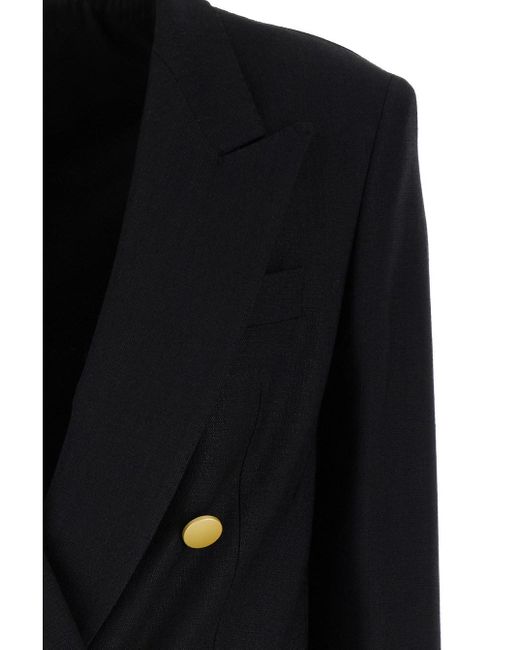 Tagliatore Black Double-Breasted Blazer With-Tone Buttons
