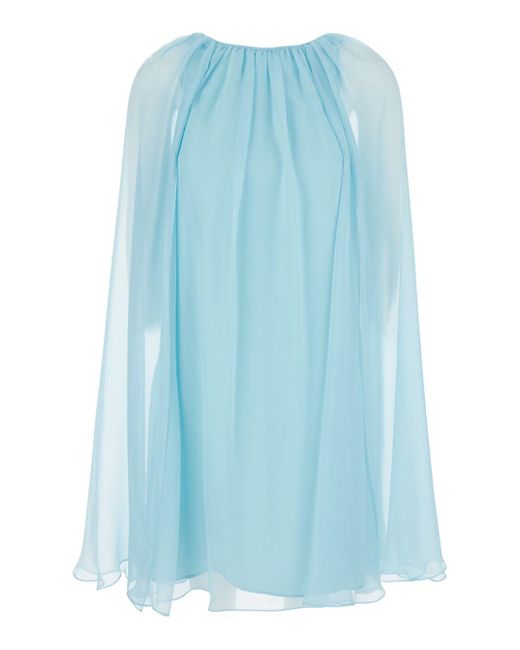 Max Mara Blue Mini Light Dress With Drawstring