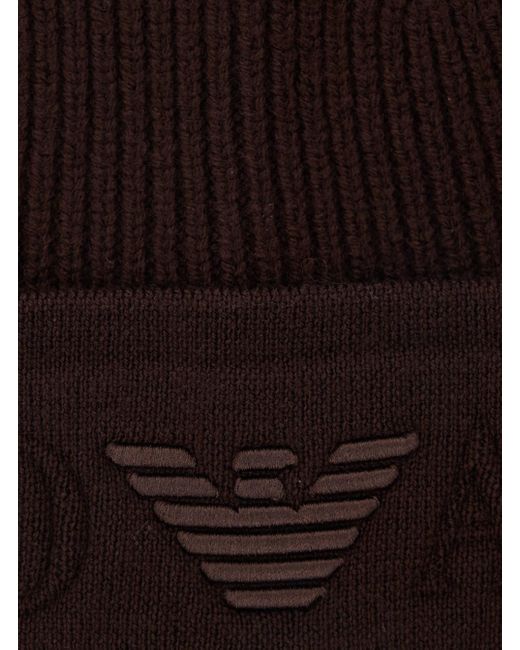 Berretto Con Maxi Ricamo Logo Sul Fronte di Emporio Armani in Brown da Uomo