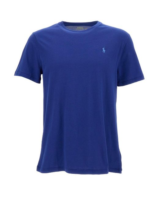 Polo Ralph Lauren Blue Crewneck T-Shirt With Pony Embroidery for men