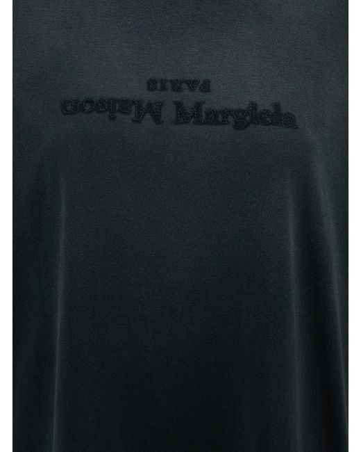 Maison Margiela Black T-Shirt With Logo Embroidery