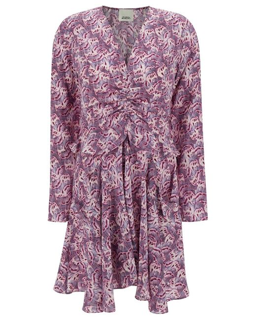 Isabel Marant Purple Usmara Stretch Silk Mini Dress