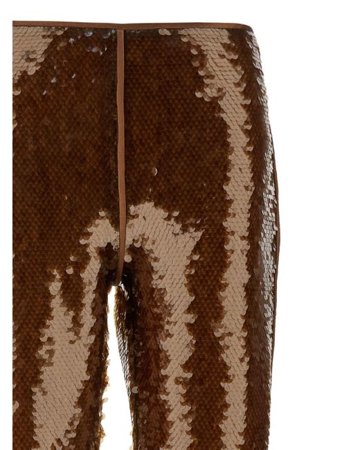 Pantaloni Con Paillettes All-Over di Alberta Ferretti in Brown
