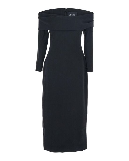 Solace London Black 'Yuni' Dress With Square Neckline And Back Closure