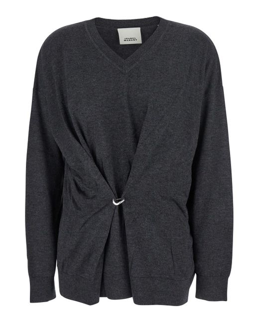 Maglia Con Scollo A V E Dettaglio Anello di Isabel Marant in Black