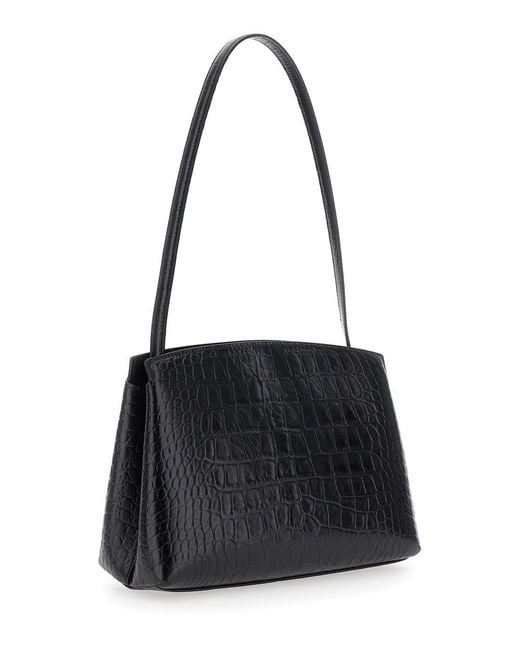 Liffner Black Clutch Bag 'Croc Embossed' With Elegant Design