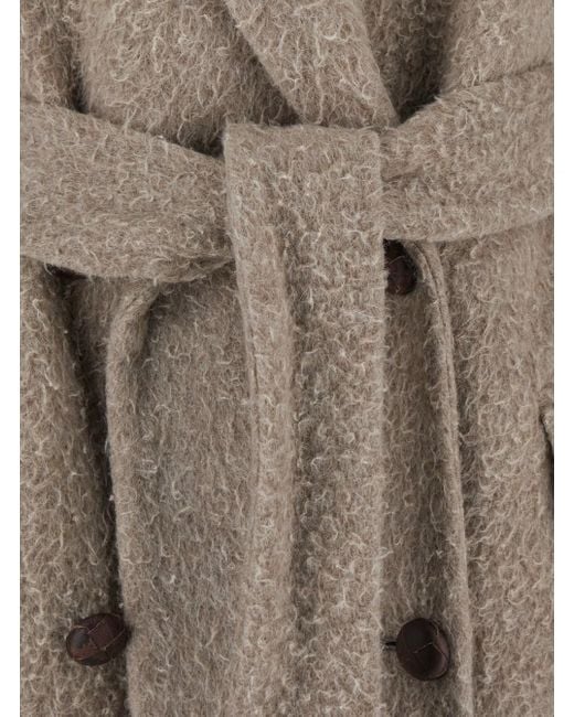 Golden Goose Deluxe Brand Natural Double-Breasted Coat With Classic Lapels And Belt