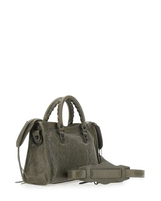 Balenciaga Green 'Le City Bag' Small Handbag With Adjustable And Remov