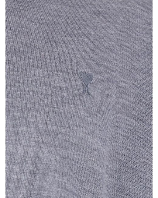 AMI Gray Crew Neck Sweater for men