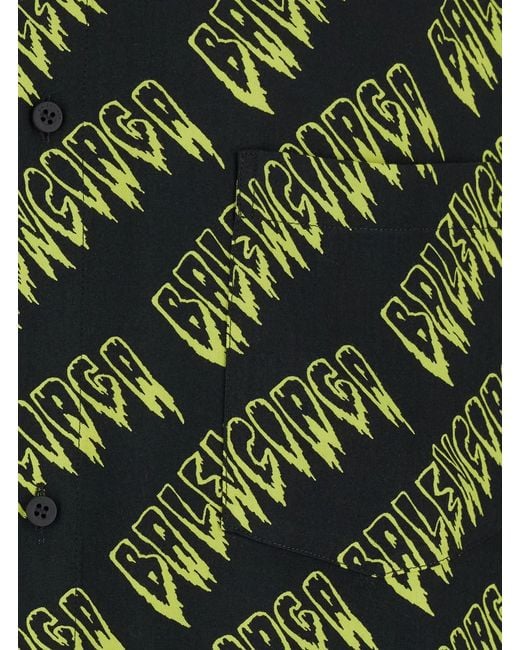 Balenciaga Green 'Creeper' Shirt With Classic Collar And All-Over Logo Motif for men