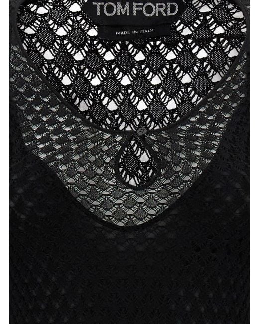Tom Ford Black Crochet Weave Long Dress