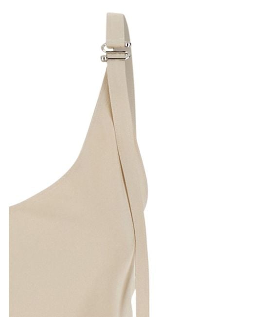Sportmax White 'Unione' Long Dress With V-Neck And Adjustable Straps