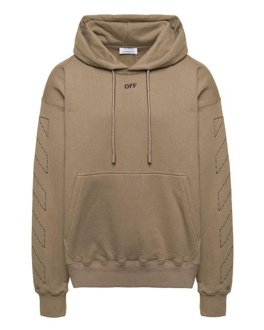 Off-White c/o Virgil Abloh Brown Off- Off Stitch Skate Hoodie for men