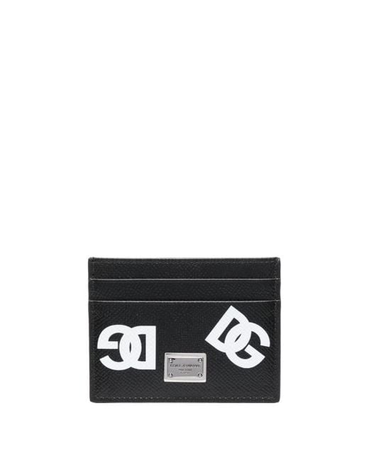 Dolce & Gabbana Black & White Dg Grained Calfskin Cardholder for men
