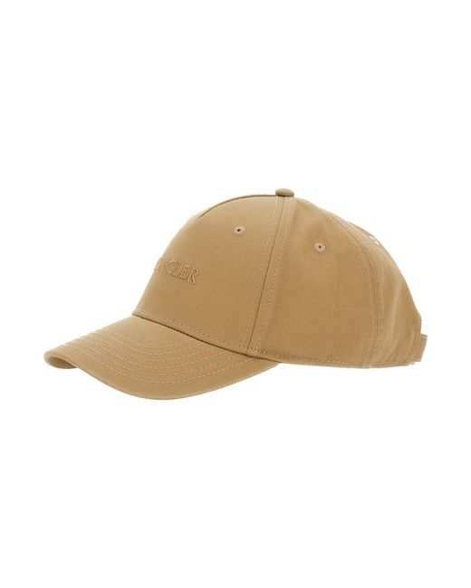 Moncler Natural Baseball Cap With Tone On Tone Logo Print