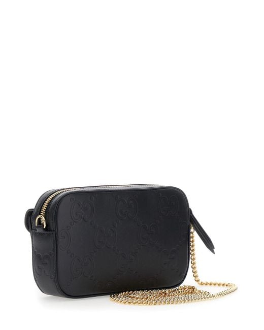 Gucci Black Shoulder Bag With Chain-Link Removable Shoulder Strap And