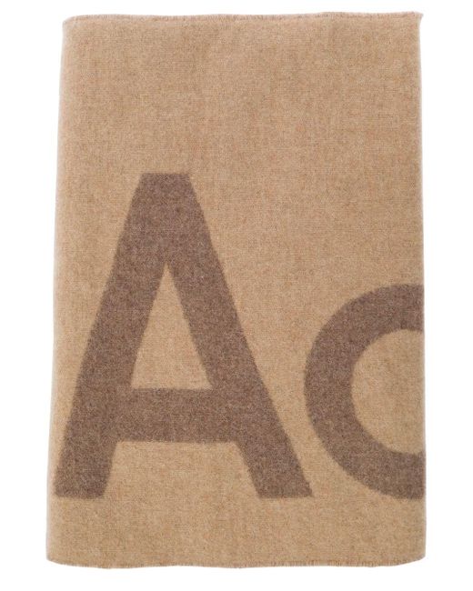 Acne Brown Scarf With Logo Lettering Detail