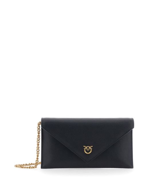 Pinko Gray Mini Bag 'Flat Purse Mini' With Love Birds Logo Plate On The Fro