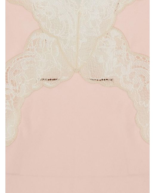 Forte_forte White Long Slip Dress With Lace Decoration On The Front In