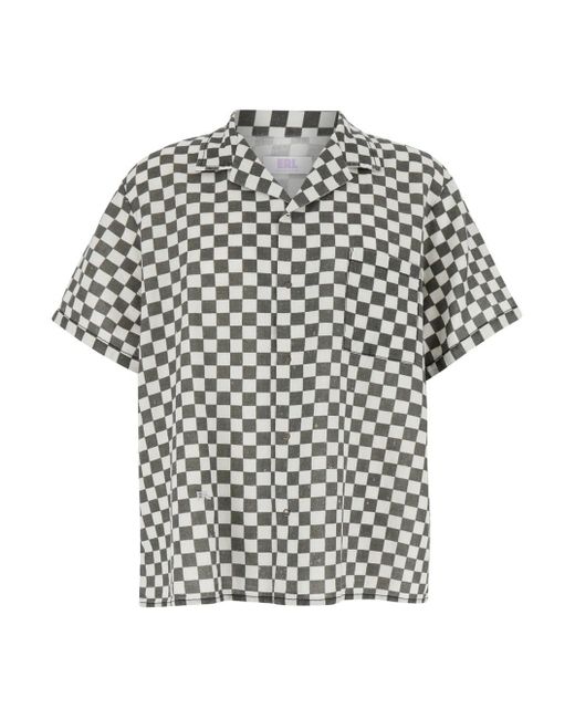 ERL White And Bowling Shirt With Check Motif for men
