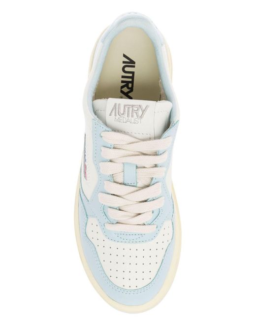 Autry White 'Medalist' And Light Low Top Sneakers With Logo Patch