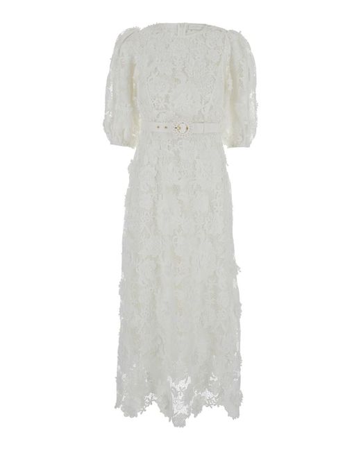 Zimmermann White Long Dress With Off-Shoulders