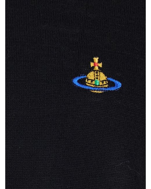 Vivienne Westwood Blue Crew Necksweater With Orb Logo Embroidered On The Front for men