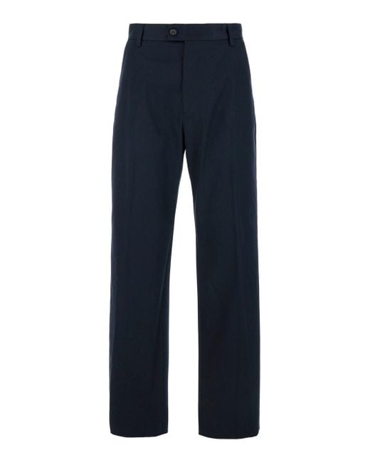 McQueen Blue Straight Tailored Pants for men