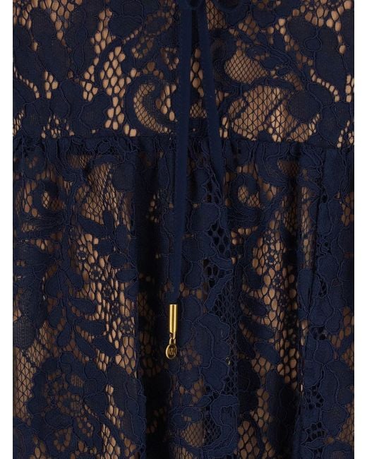 MICHAEL Michael Kors Blue Long V-Neck Lace Dress