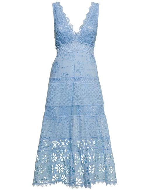 Temptation Positano Blue Woman's Light E Cotton Lace Dress