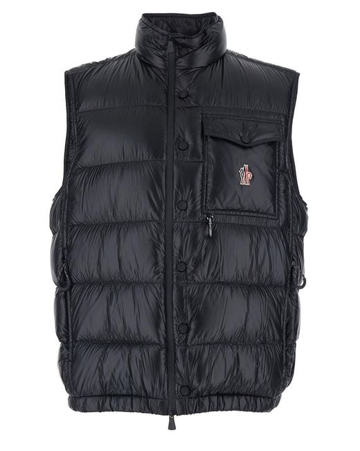 Moncler Black 'Uychi' Sleeveless Down Jacket With High Neck And Logo Patch On The Front for men