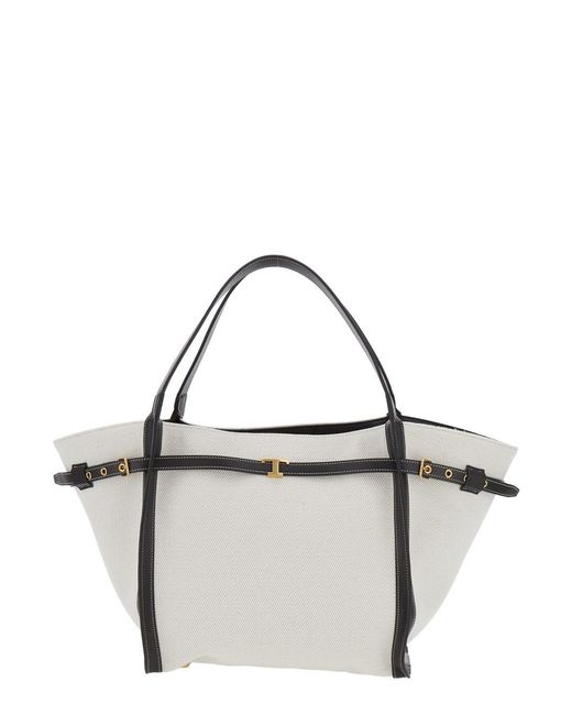 Tod's Metallic Tote Bag With Front Leather Buckled Belt
