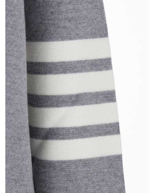 Thom Browne Gray Cardigan With V Neck And Striped Detail On The Sleeve for men