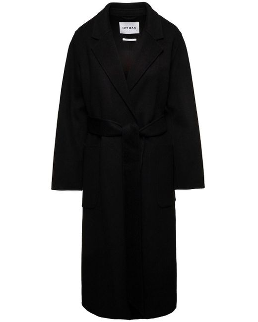 IVY & OAK Black 'celia' Coat With Matching Belt In Wool