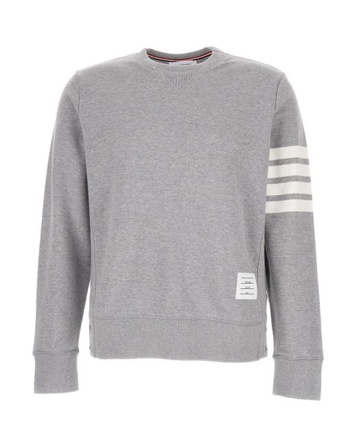 Thom Browne Gray Melange Sweatshirt With Bar Tab for men