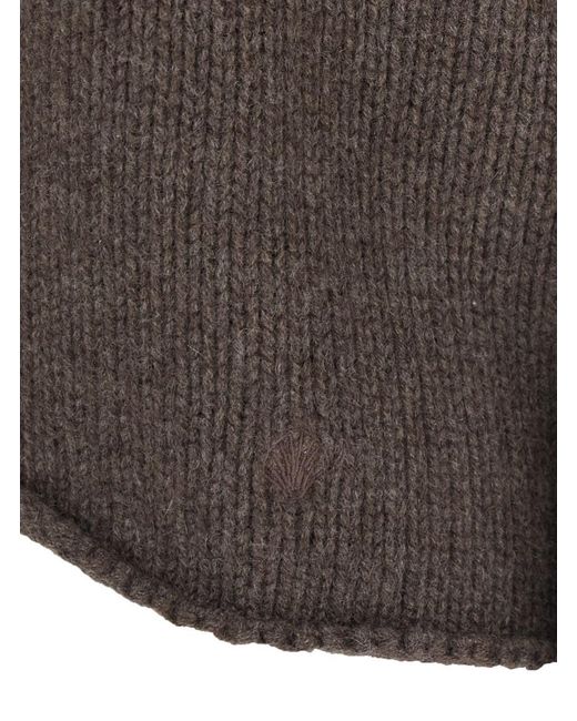 Loulou de Saison Brown Derry Lds U-Neck Sweater With U-Neck And Long Sleeves