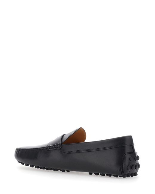 Tod's Black Loafers With Rounded Toe And Low Heel for men