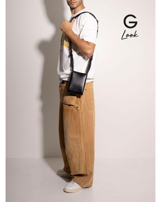 Jil Sander Black Tangle Small Shoulder Bag With Embossed Logo for men