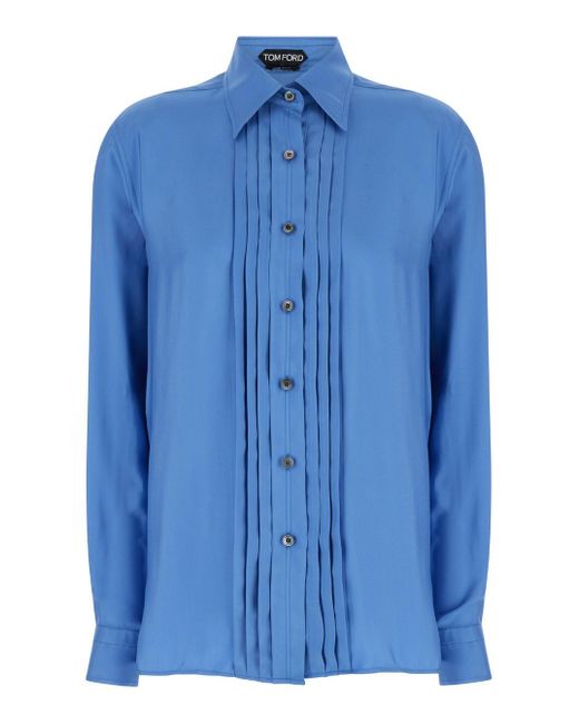 Tom Ford Blue Light- Pleated Shirt