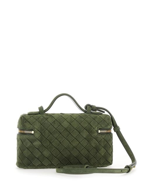 Bottega Veneta Green Bang Bang Intrecciato 15 Glove Suede Cashmere