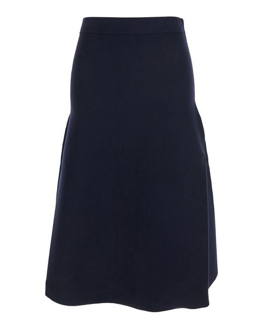 Max Mara Blue Flared Skirt With Elastic Waist