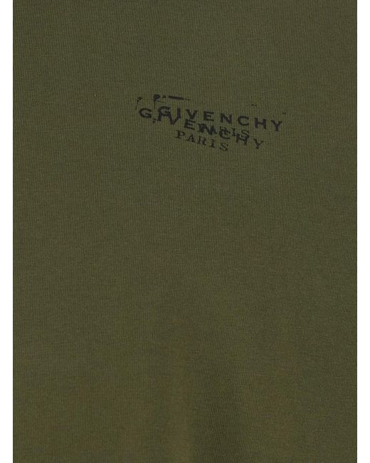 Givenchy Green Crew Neck T-Shirt With Logo On Front And Back for men