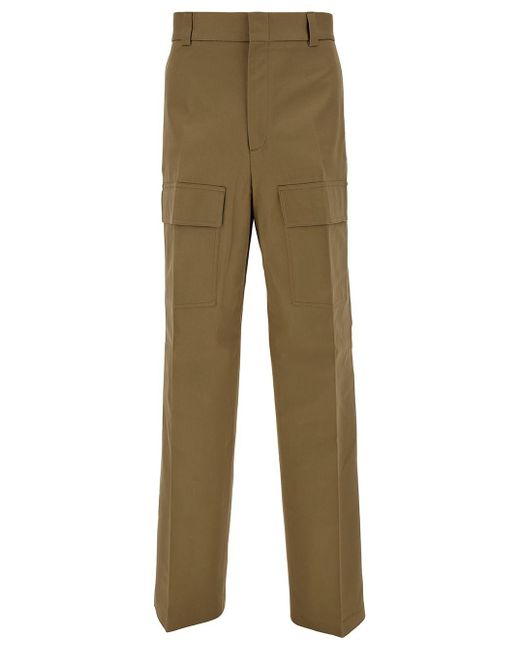 Gucci Natural High-Waisted Pants With Logo Patch for men