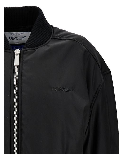 Off-White c/o Virgil Abloh Black Blak Bomber Jacket With Tonal Logo Embroidery