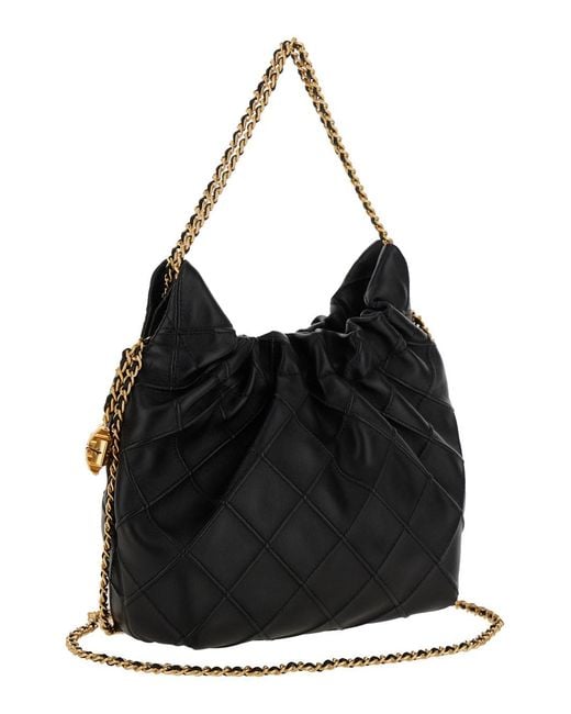 Tory Burch Black Shoulder Bag Fleming Grained Leather