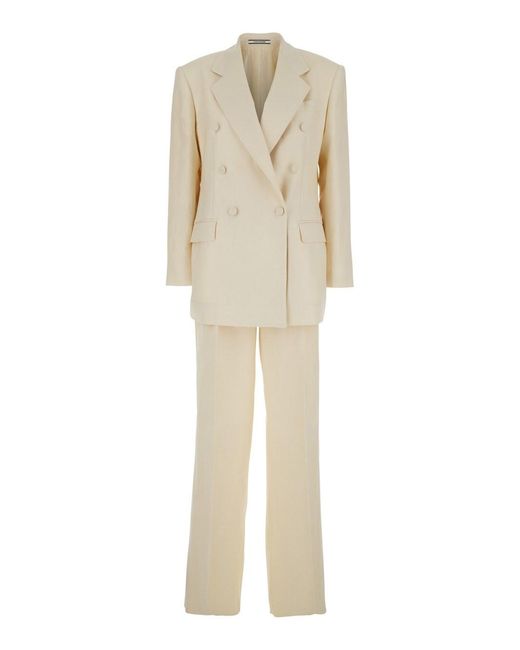 Tagliatore Natural Double-Breasted Suit With Notched Revers