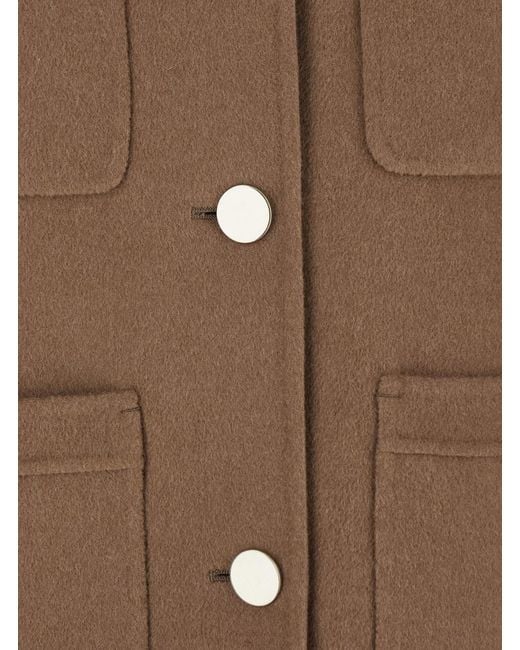 Max Mara Brown 'Alba' Jacket With Round Neck And Patch Pockets On Th