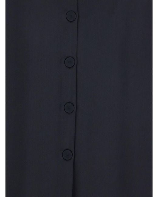 Le Plain Blue Blouse With Three-Quarter Sleeves