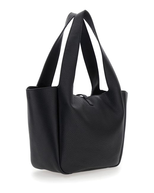 Saint Laurent Black Tote Bag With Cassandre Hook Closue